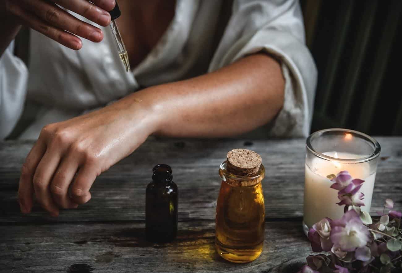 Sandalwood Nut Oil on Woman's Arm