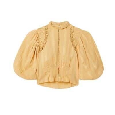isabel marant lace trimmed blouse yellow spring wardrobe capsule