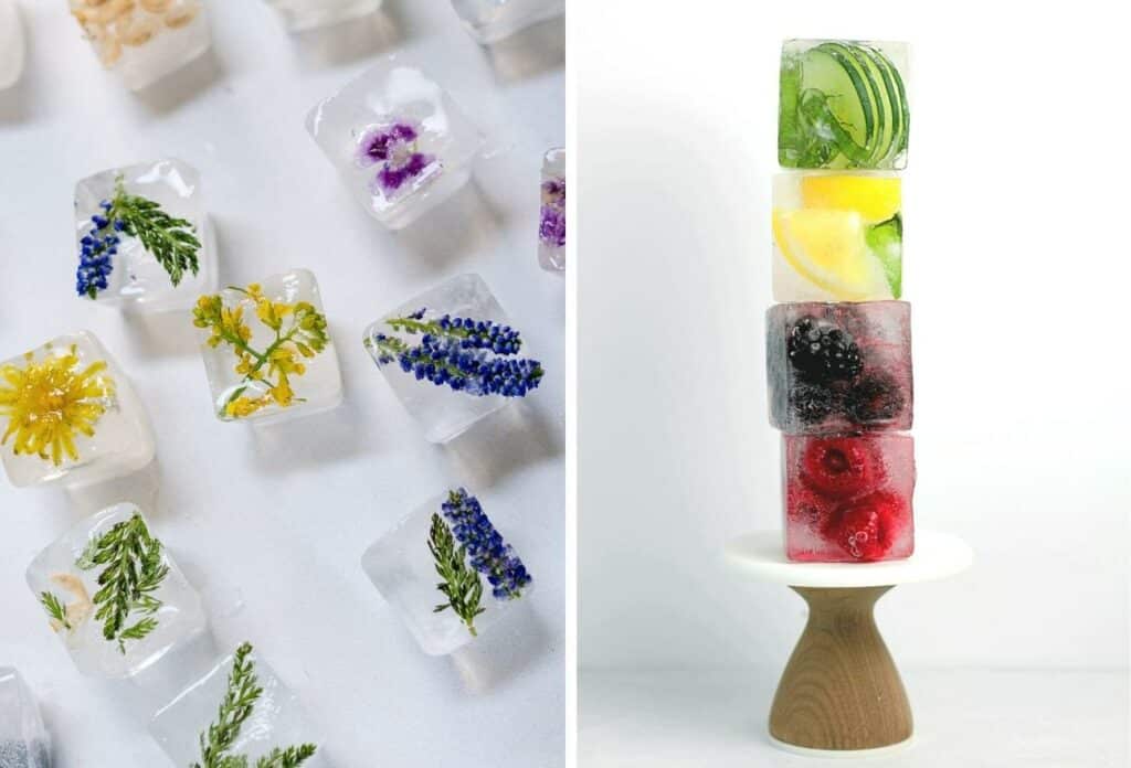floral and fruit ice cubes spring decor
