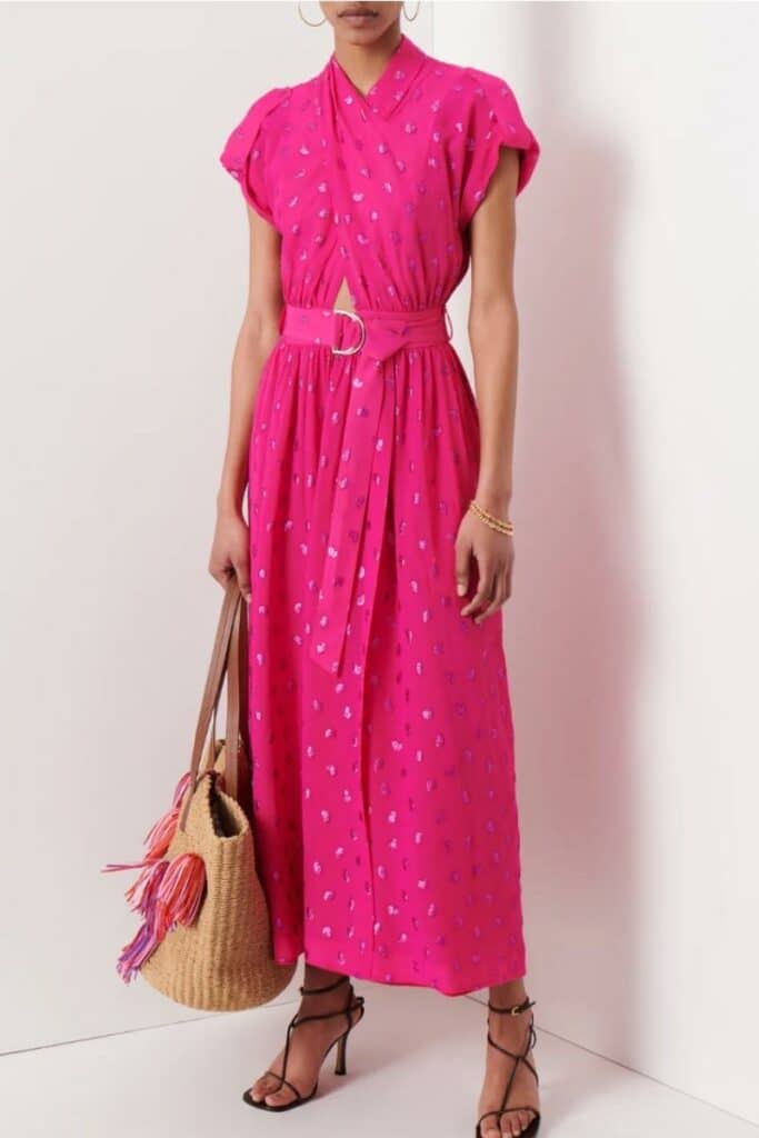 barbiecore pink dress derek lam 10 crosby celeste wrap dress