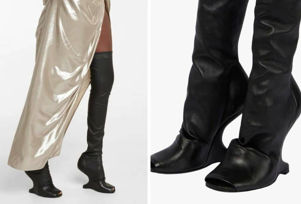 rick owens Cantilever leather over-the-knee boots unique fall boots 2022