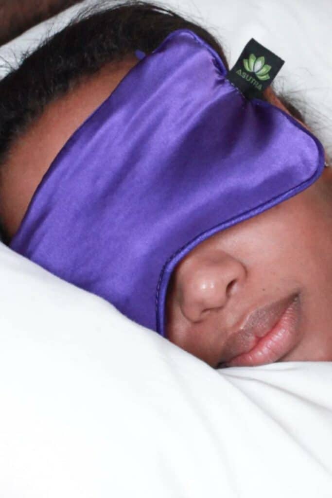 asutra silk weighted eye mask, silk eye mask, deep pressure stimulation for a good night's sleep