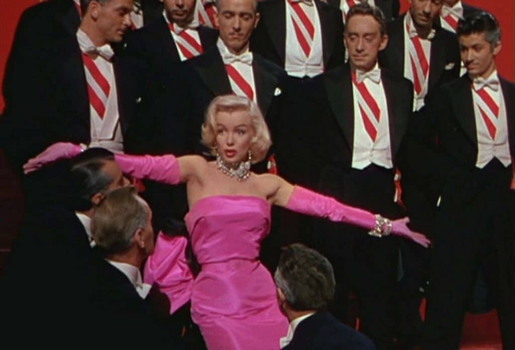 Marilyn Monroe in shocking pink dress