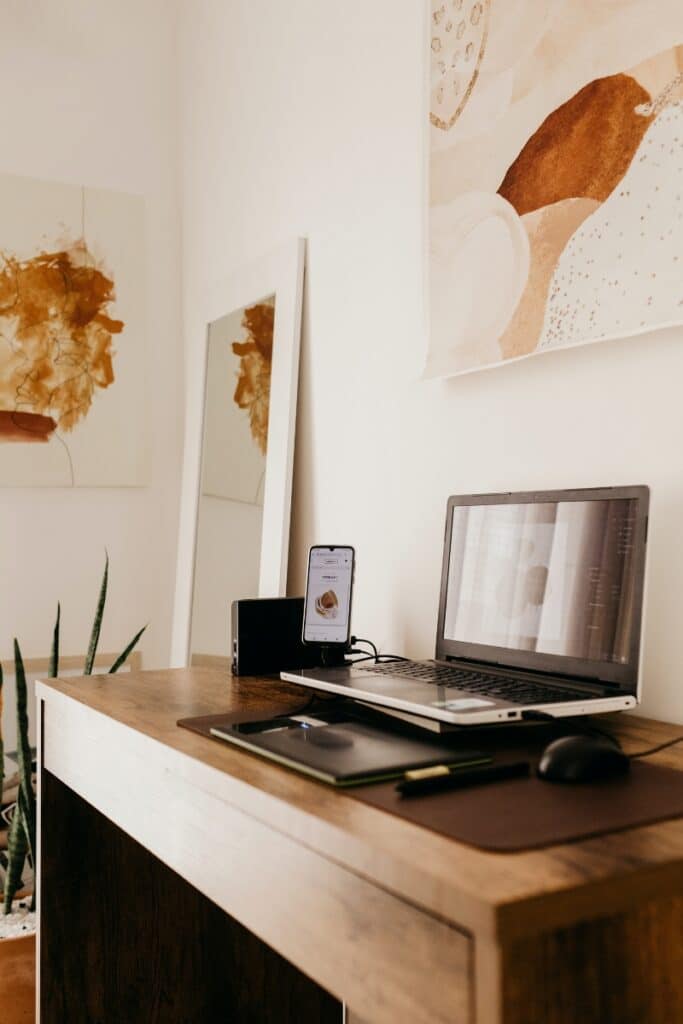 desk with art - design home office