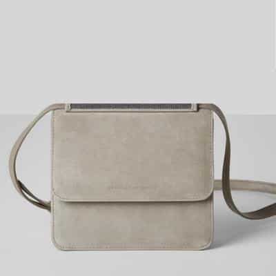 BRUNELLO CUCINELLI suede bag dove grey quiet luxuery handbags