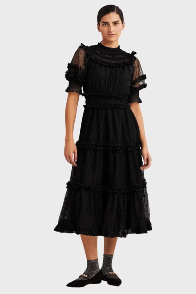 chiffon dress, black dress