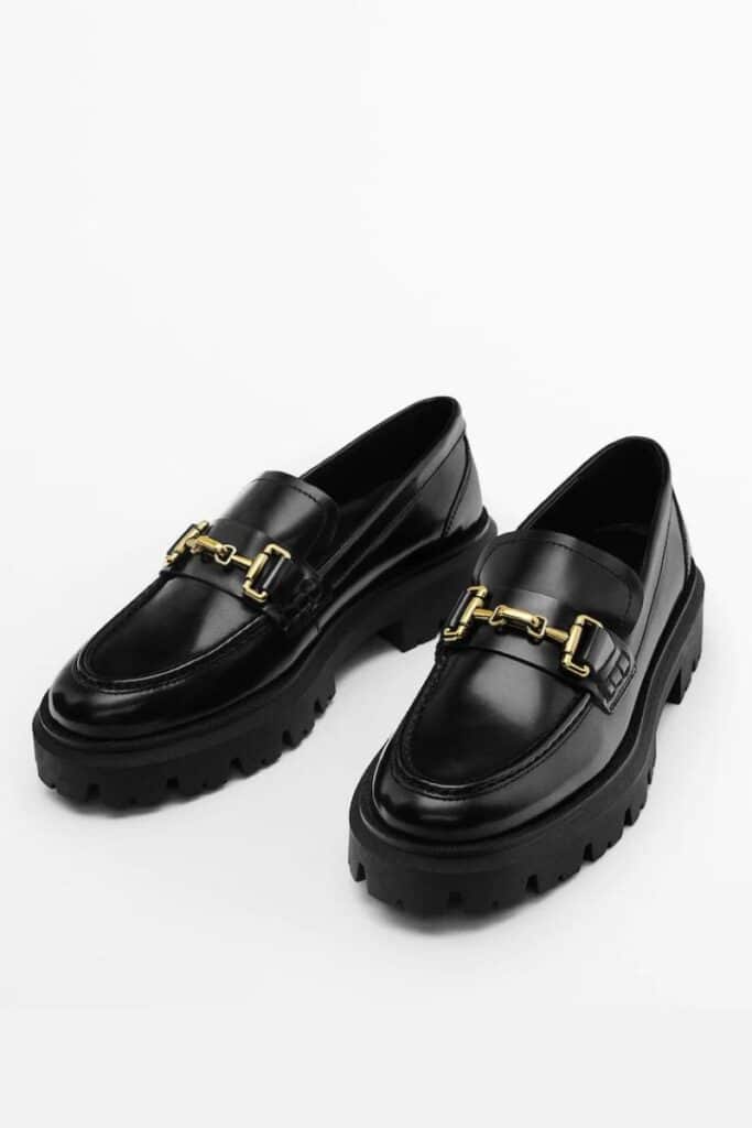 Massimo Dutti Leather Lug Sole Loafers, best loafers for women