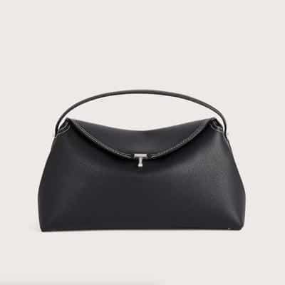 toteme t-lock top handle black quiet luxury handbags