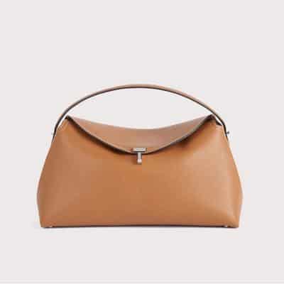 totem t-lock top handle tan quiet luxury handbag