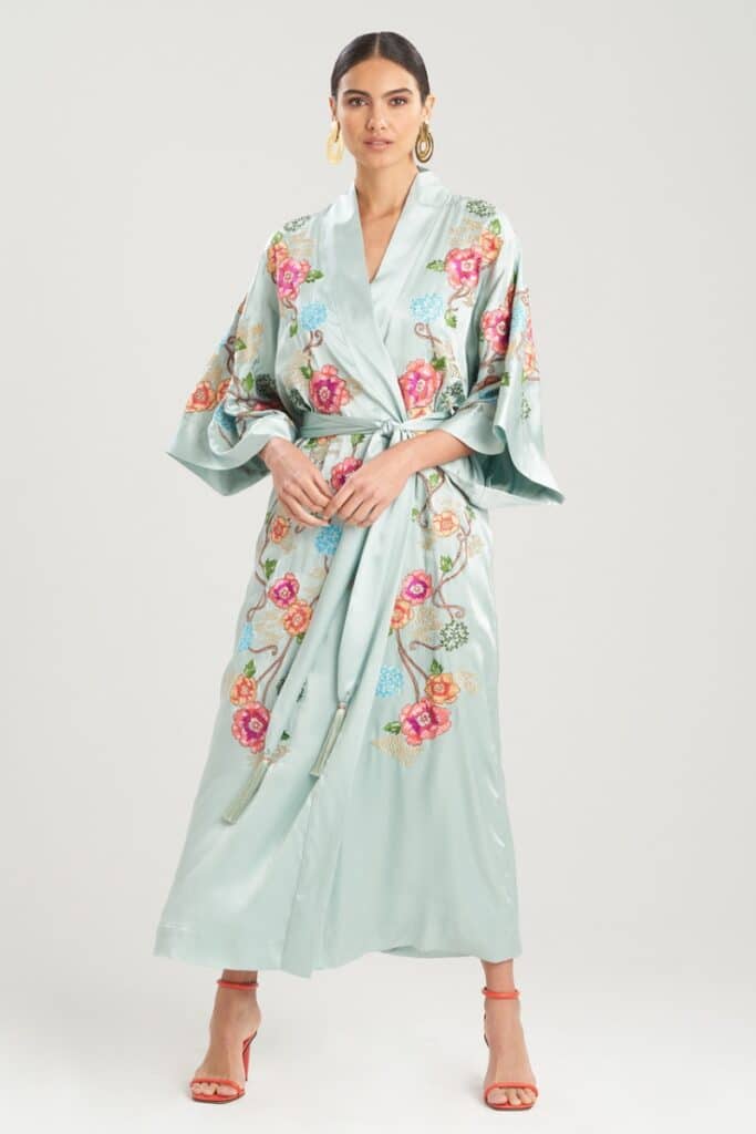 Josie Natori Saito Embroidery Silk Robe