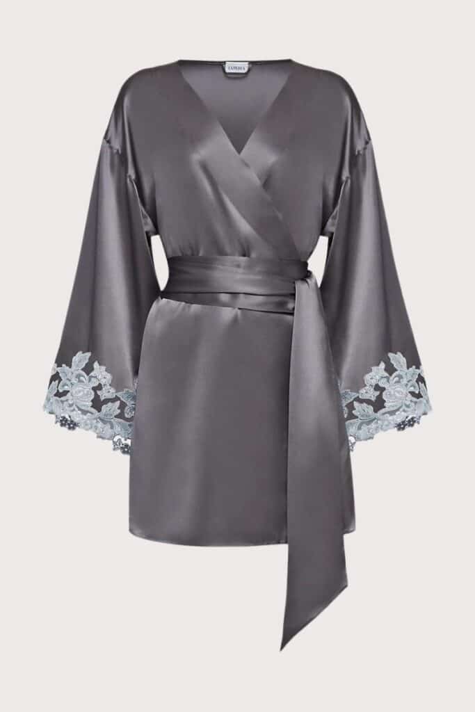 La Perla Maison Lace Trim Silk Blend Robe, short silk robe