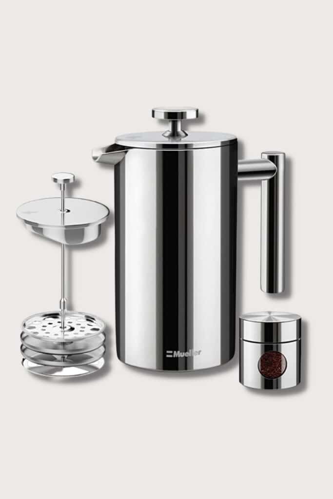 Mueller Stainless Steel French Press , brushed stainless steel