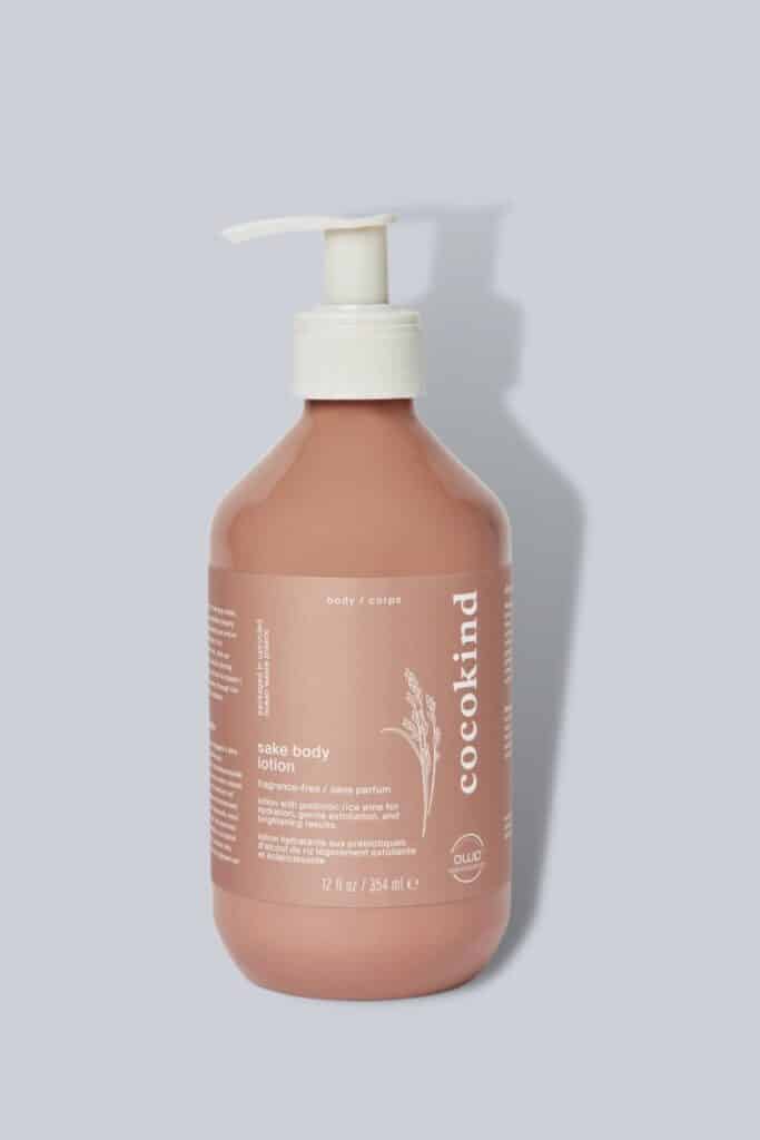 cocokind sake body lotion, hydrating body cream