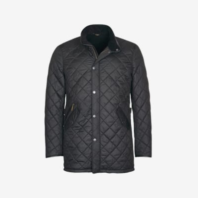 barbour long powell quilted jacket worn by logan in hbo's succession