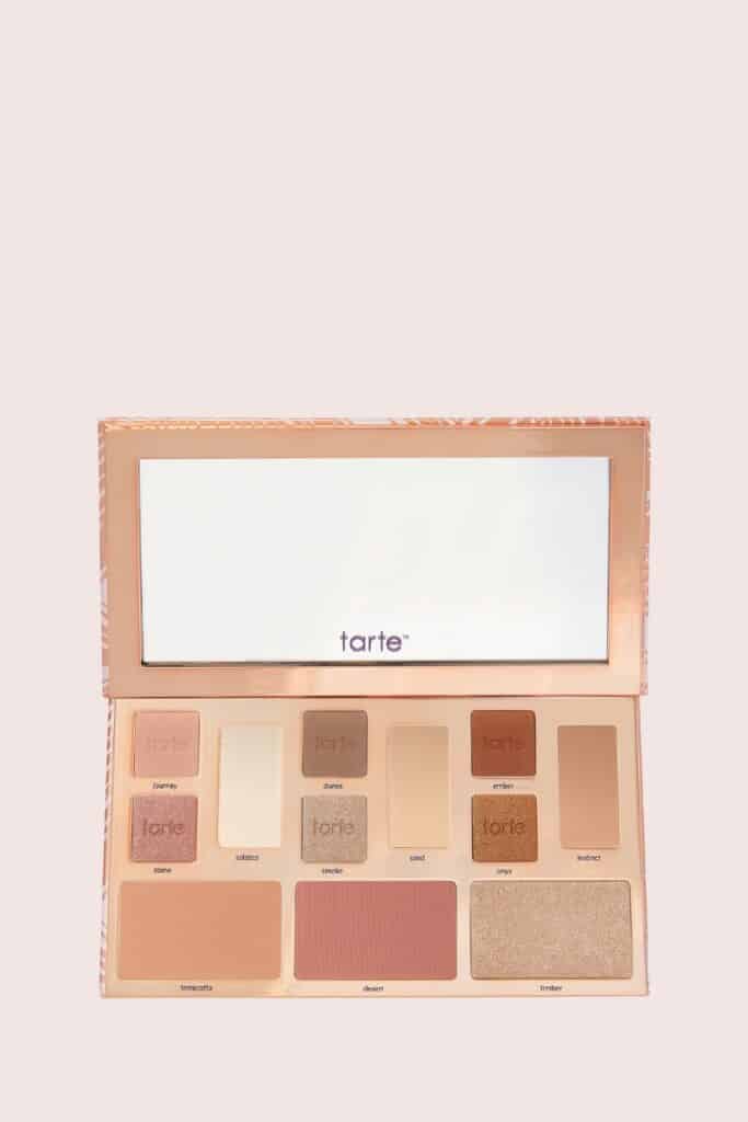 tarte all-in-one makeup palette, matte shadows, different skin tones, lip tint, seven shades, natural glow, imited edition palette