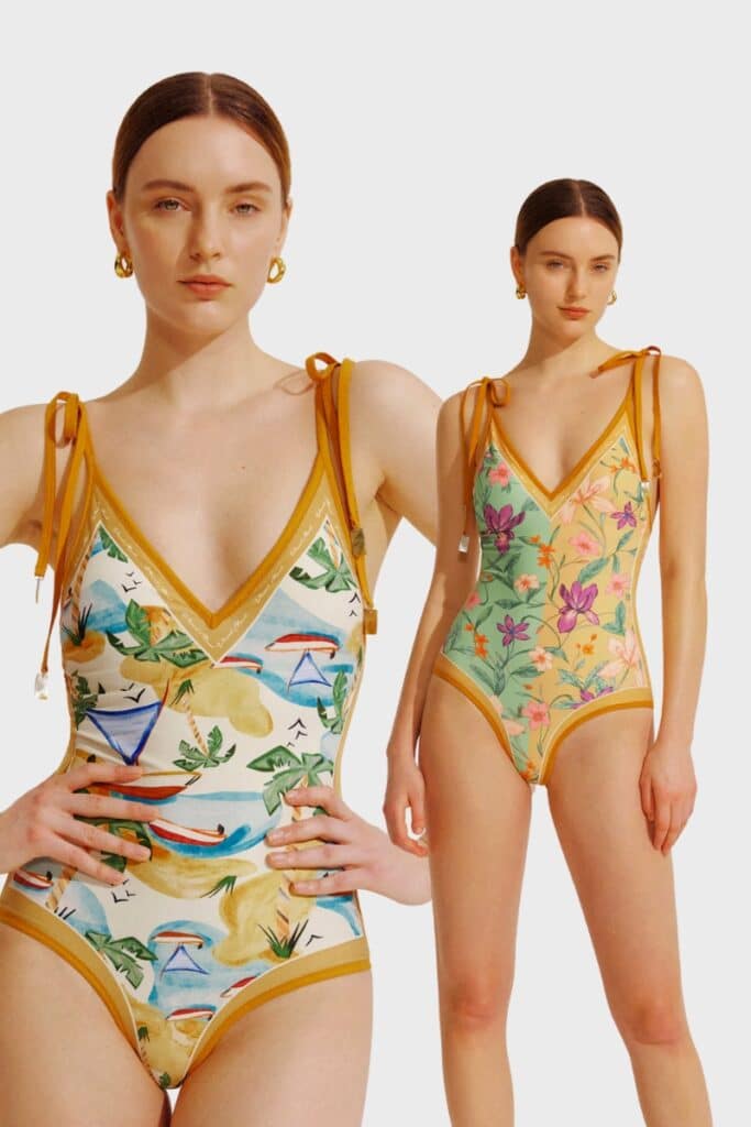 Visual Mood Kristina Reversible One Piece pair with straw hats, perfect travel wardrobe