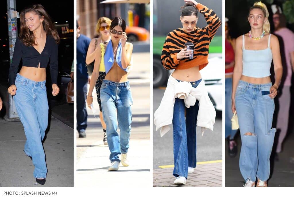 celebrities wearing low rise denim jeans