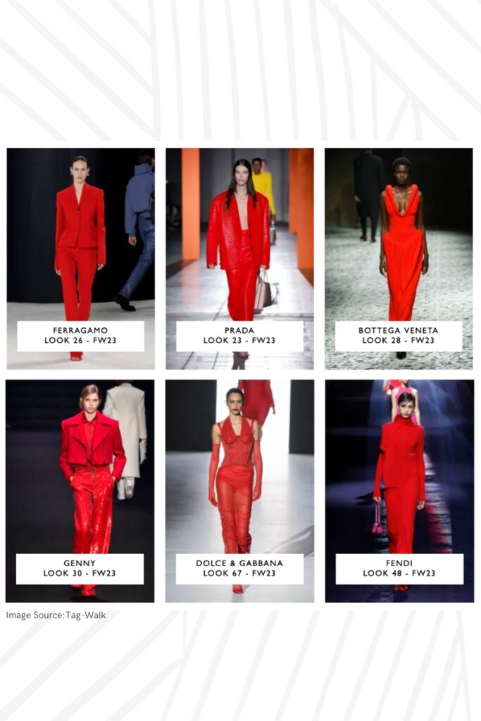 fall fashion trends 2023 red clothing, rich colors, past couple, peplum tops, isabel marant, max mara 