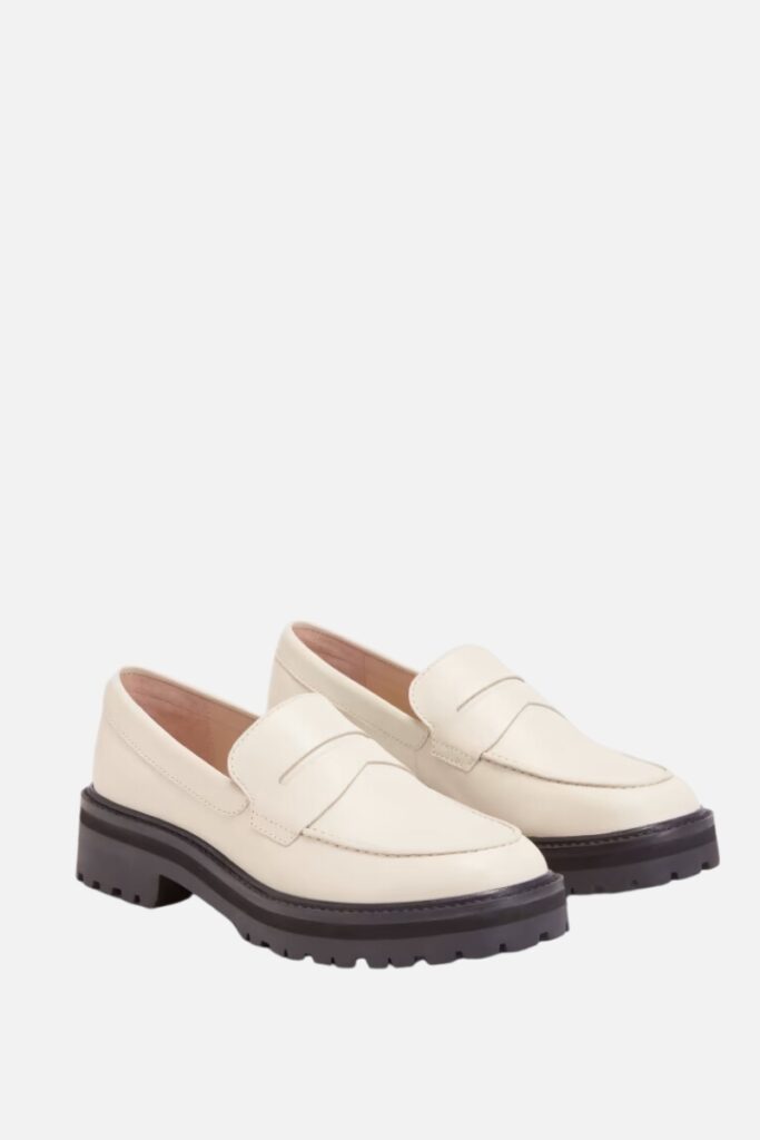 everlane womens chunky sole loafer cream, best loafers, slip on shoe, classic pair, great heel height, super comfortable, other stories