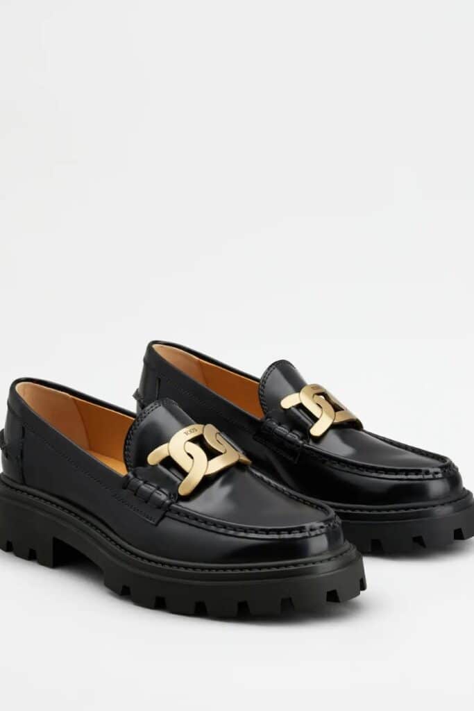 Women's Lug Sole Loafer - Women's Chunky Loafer - Tod's Loafer in Leather