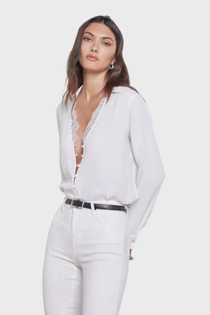 L'agence white kori blouse capsule wardrobe, start piecing your capsule wardrobe