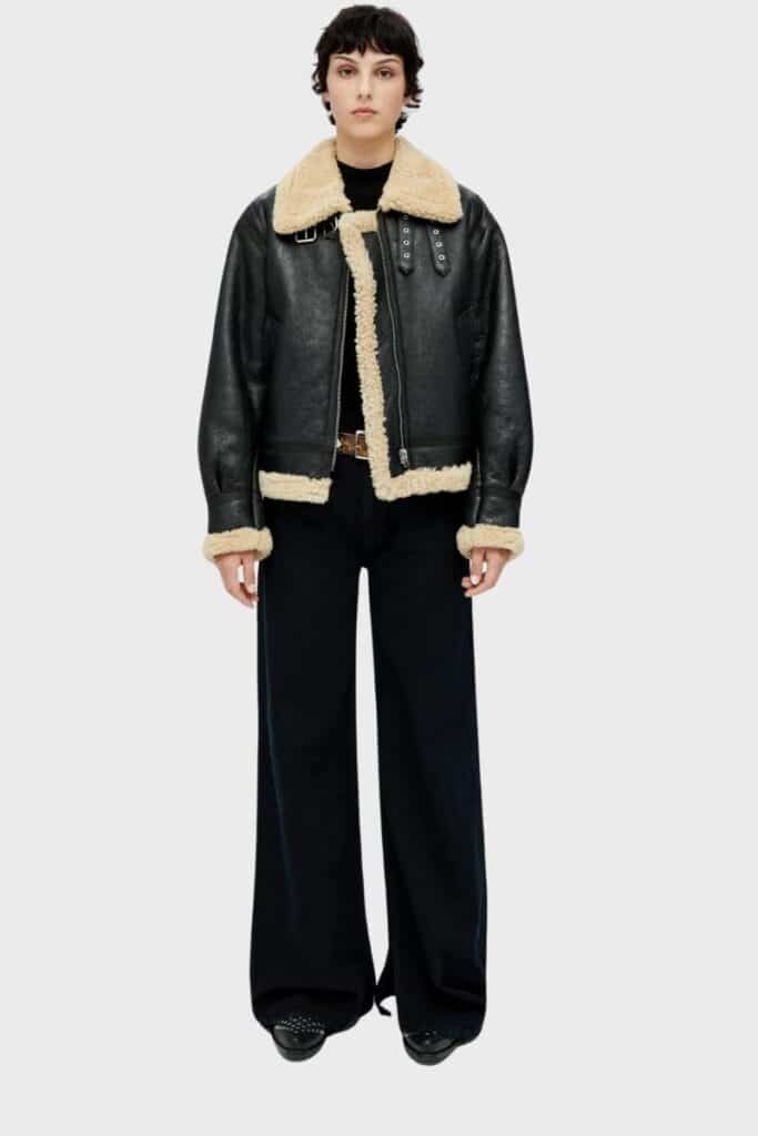 re/done shearling leather jacket capsule wardrobe, winter clothing