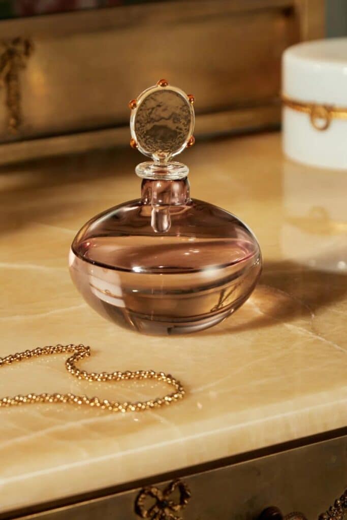 handblow murano glass perfume bottle by venini - artful beauty gifts, artsy beauty gifts