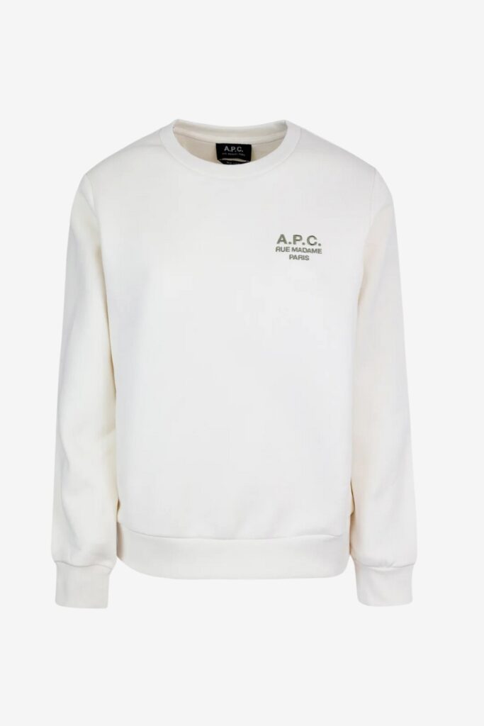 apc embroidered cream sweatshirt, designer sweatshirts under $200