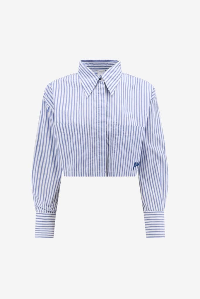 pinko cropped striped shirt affordable designer tops under $200