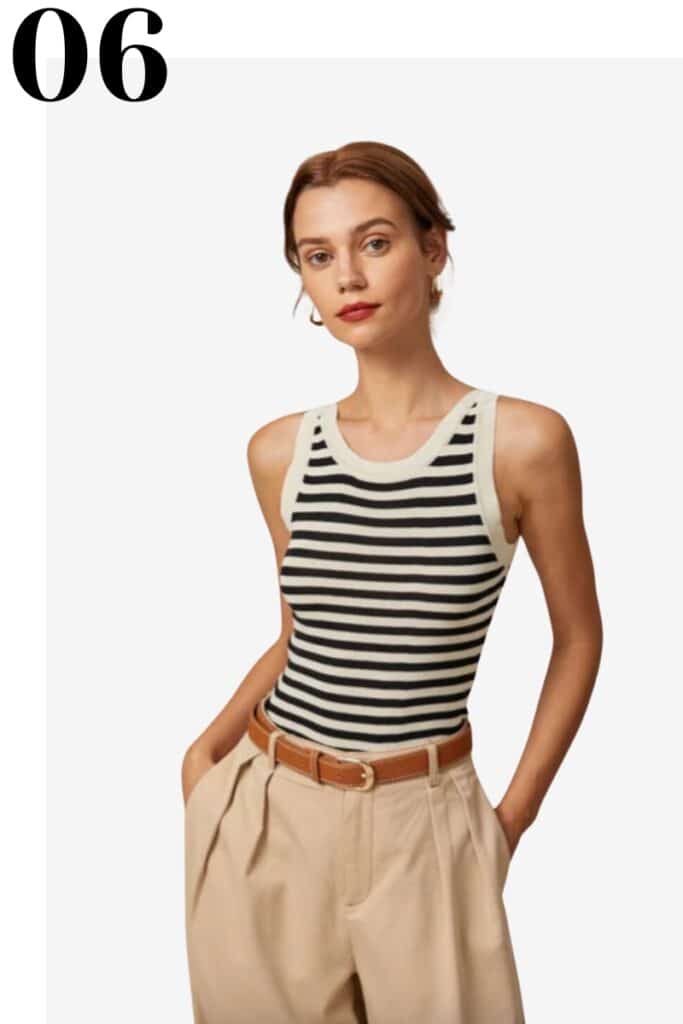 striped tank top,  summer capsule wardrobe, summer essentials, pair with jean shorts