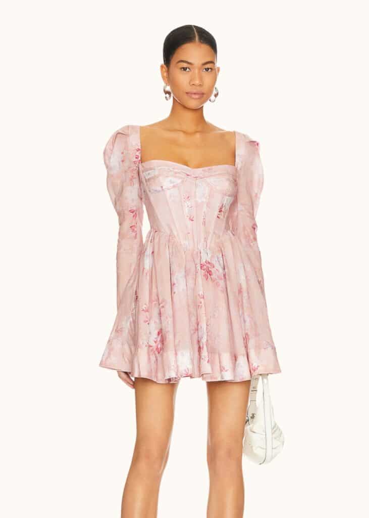 bardot floral mini dress