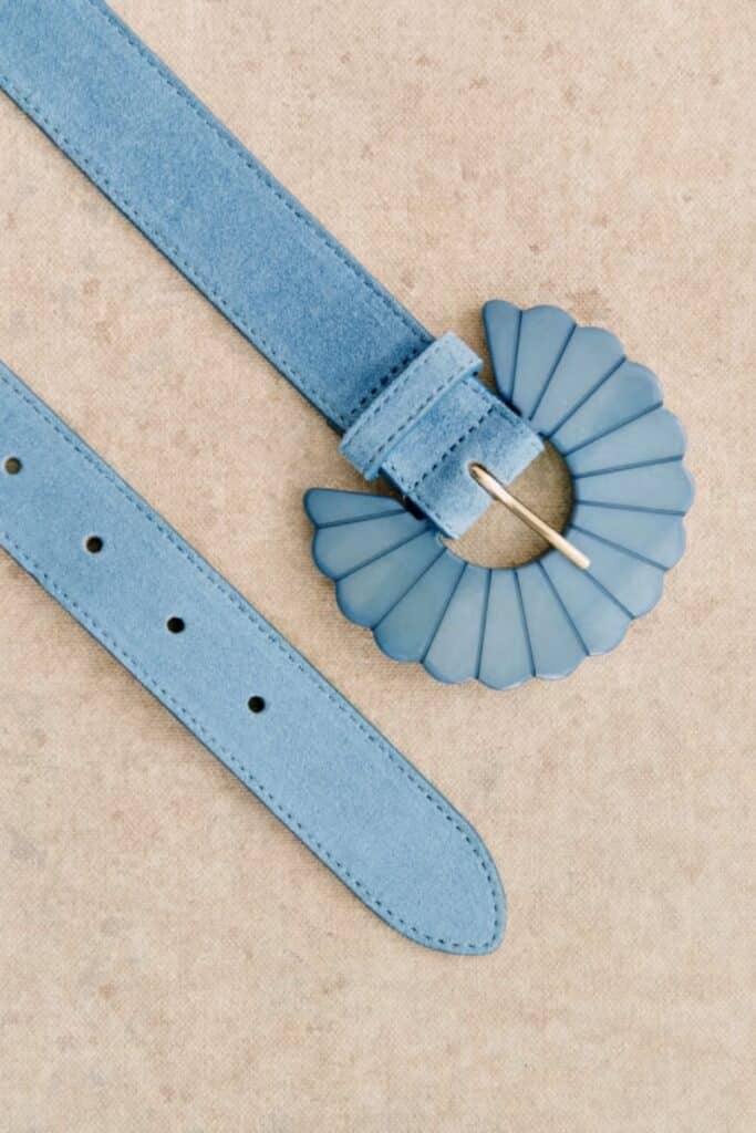 sezane denim blue sandy belt - unique floral clothing spring, unique spring floral clothing