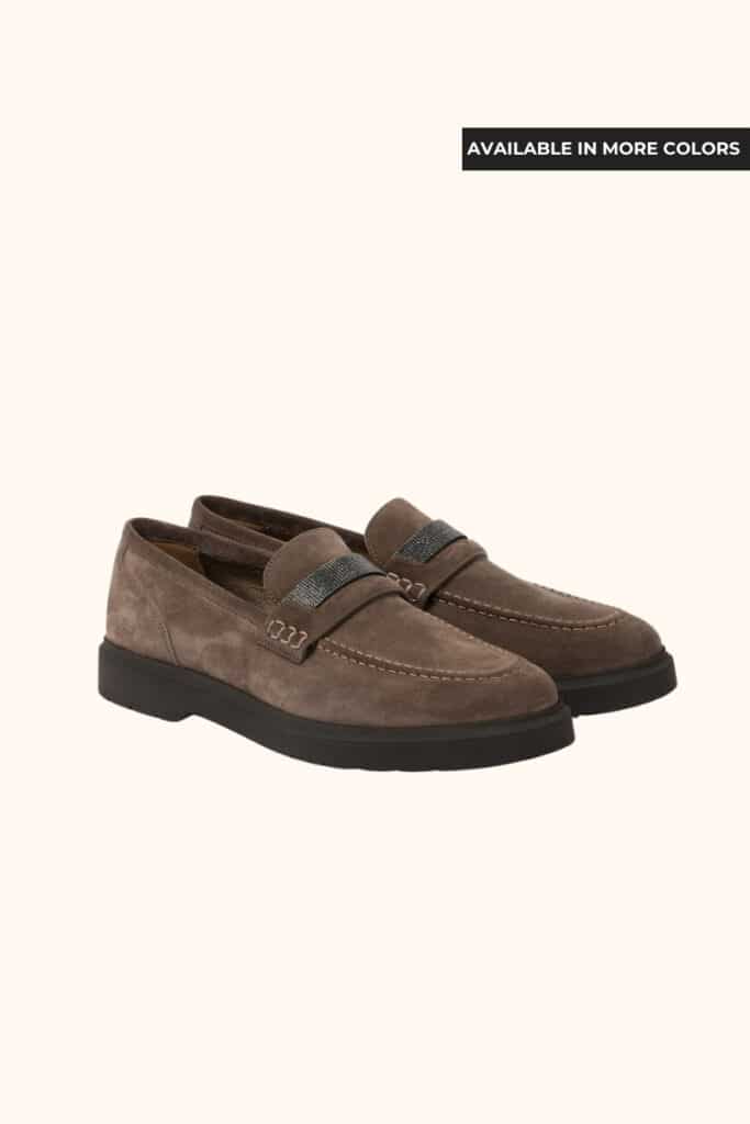 Brunello Cucinelli Brown Suede Loafers