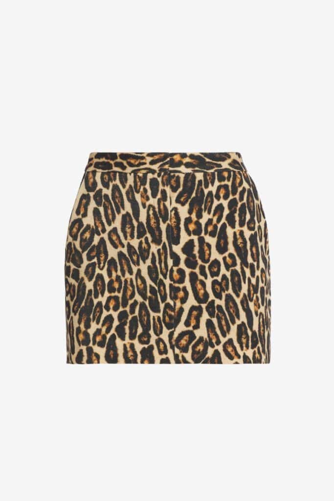 THEORY LEOPARD WOOL RISE MINI SKIRT | $375