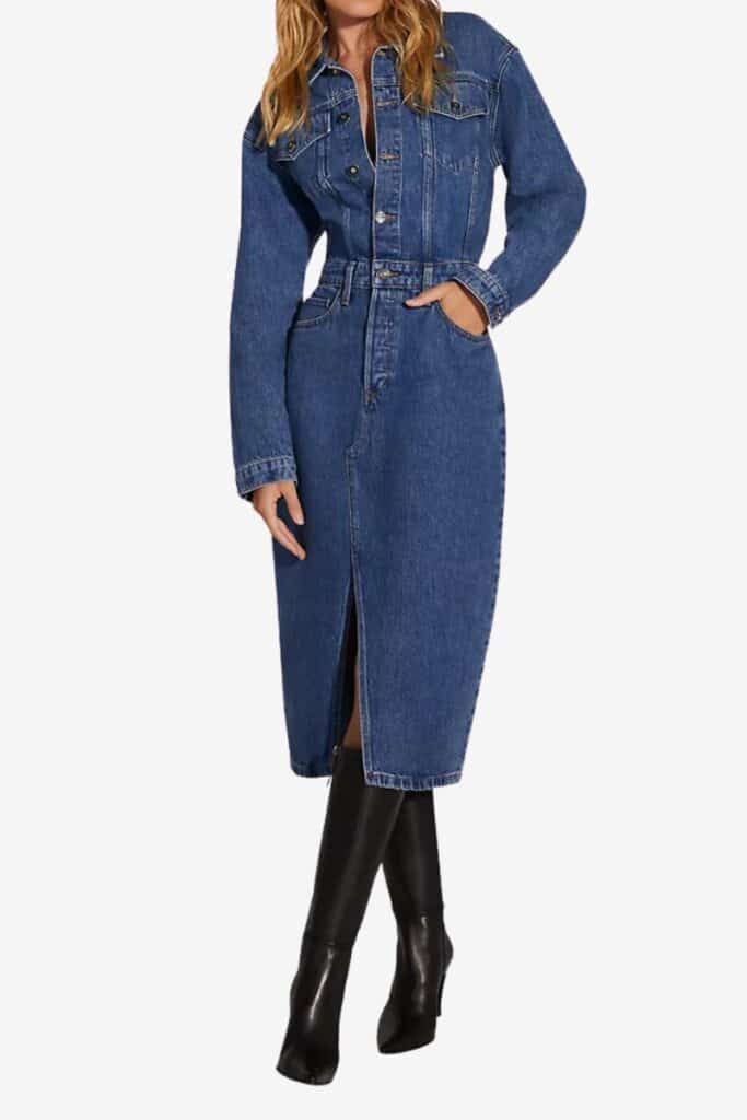 Favorite Daughter The City Denim ShirtDress | Winter Fashion under $200