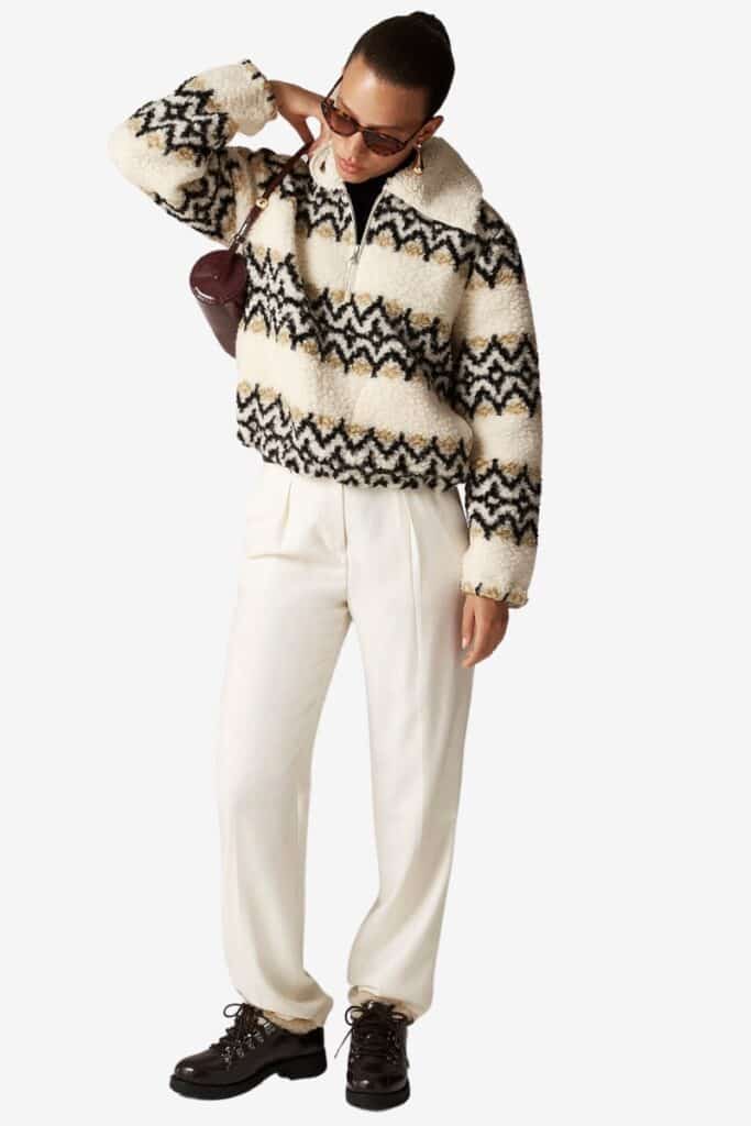 JCrew Jacquard Print Sherpa Pullover