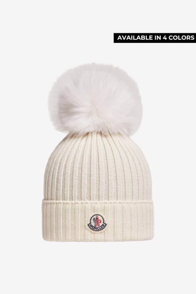 Moncler Wool Beanie with Pom Pom