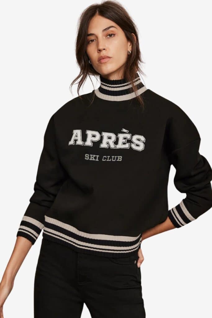 Mint Velvet Black Apres Slogan Sweatshirt