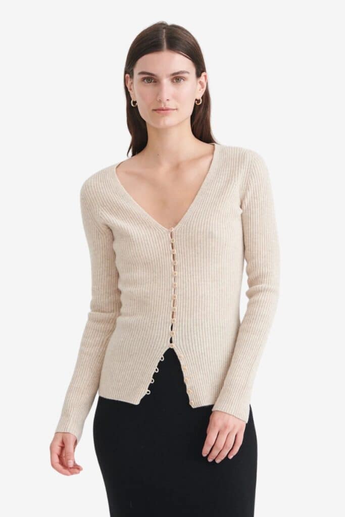 Nadaam Signature Cashmere Button Loop Cardigan