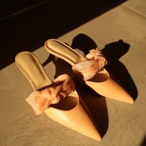 ATANA Side Tie Mule 45 Tan Nappa And Mesh