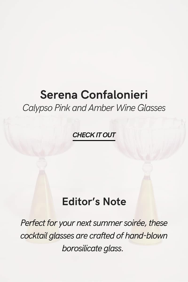 Serena Confalonieri Set of 2 Calypso Pink and Amber Wine Glasses