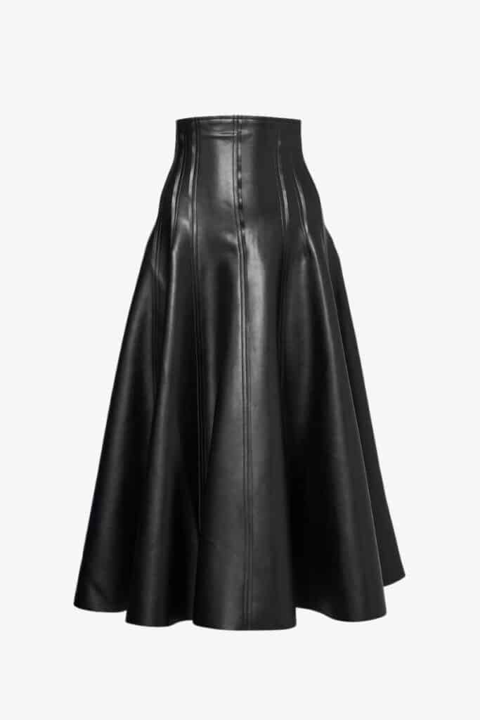 Norma Kamali Grace Faux Leather Midi Skirt, women, occasion, pair, leather skirts, pockets, staple, collection