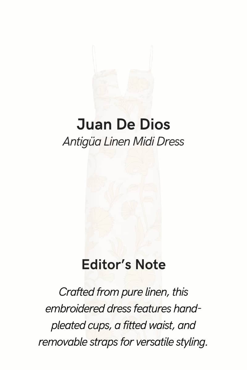 Juan de Dios Antigüa Linen Midi Dress in Yellow Flowers